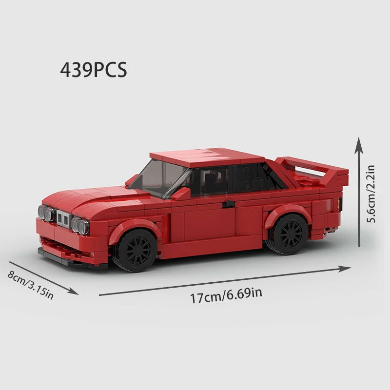 Red BMW M3 E30 Racing vehicle Brick set