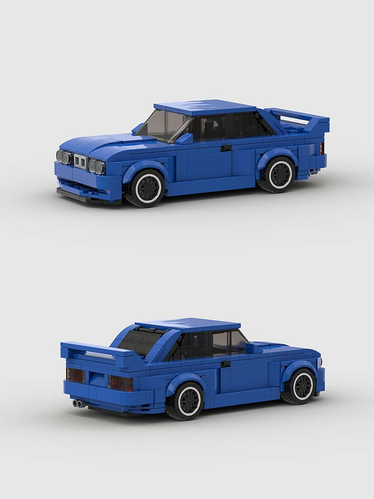 Blue BMW M3 E30 Racing vehicle Brick set