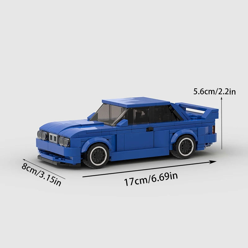 Blue BMW M3 E30 Racing vehicle Brick set