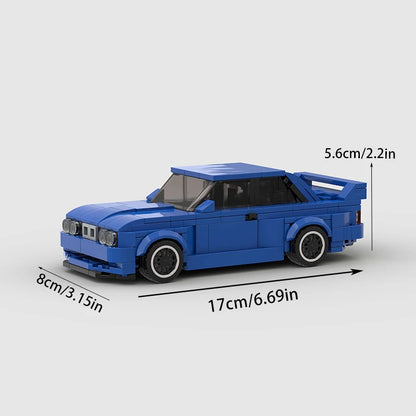 Blue BMW M3 E30 Racing vehicle Brick set